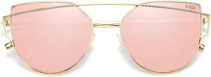 SOJOS Cat Eye Sunglasses for Women Fashion Designer Style Mirrored Lenses SJ1001 | Amazon (US)