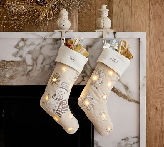 Lit Embellished Stocking | Pottery Barn (US)