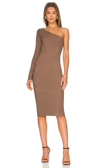 Supersoft One Shoulder Midi Dress in Dusty Cocoa | Revolve Clothing (Global)