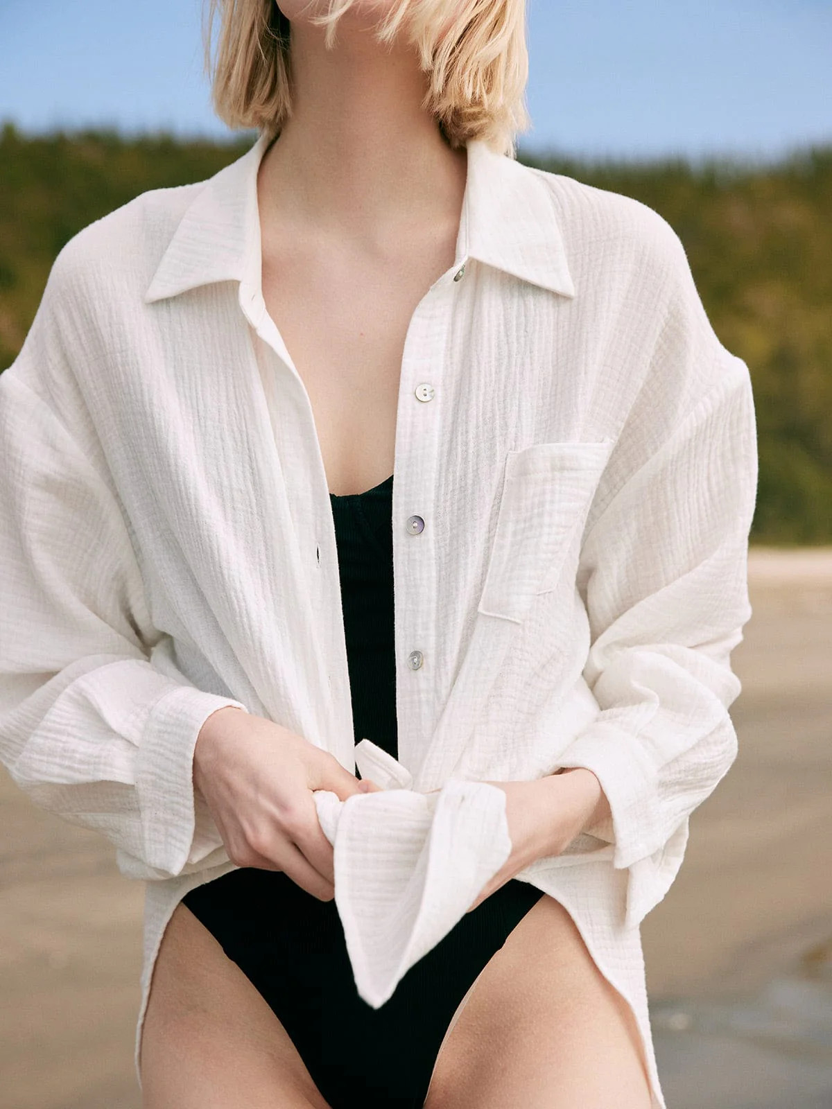 Lapel Pocket Cover Up & Reviews - White - Sustainable Cover-ups | BERLOOK | BERLOOK