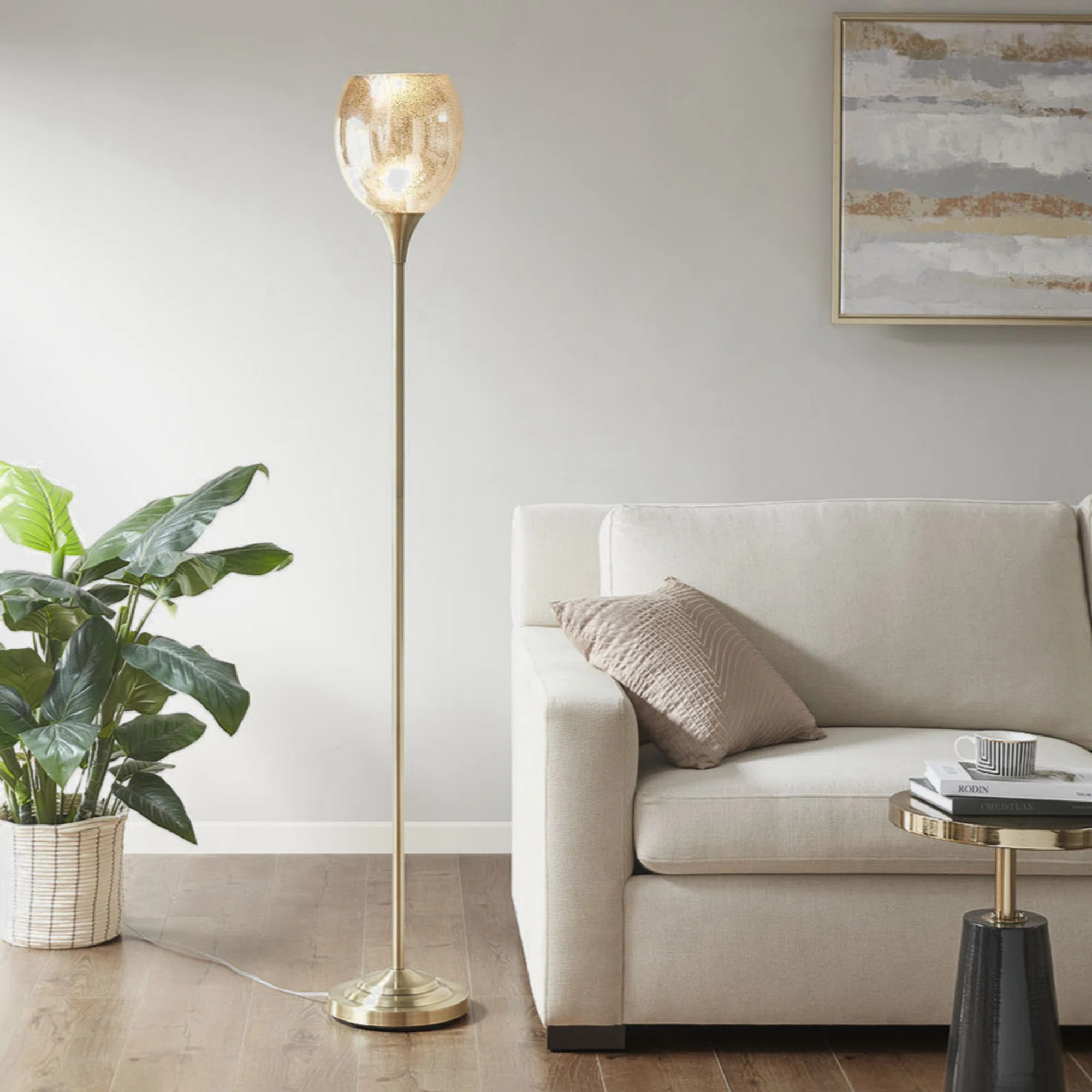 Uplight Floor Lamp With Mercury Glass Shade | Wayfair North America