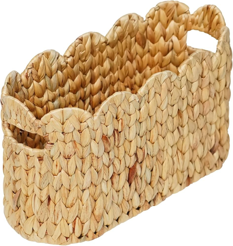 Toilet Paper Storage Basket,Scalloped Wicker Basket for Bathroom Organizers and Storage,Hand-Wove... | Amazon (US)