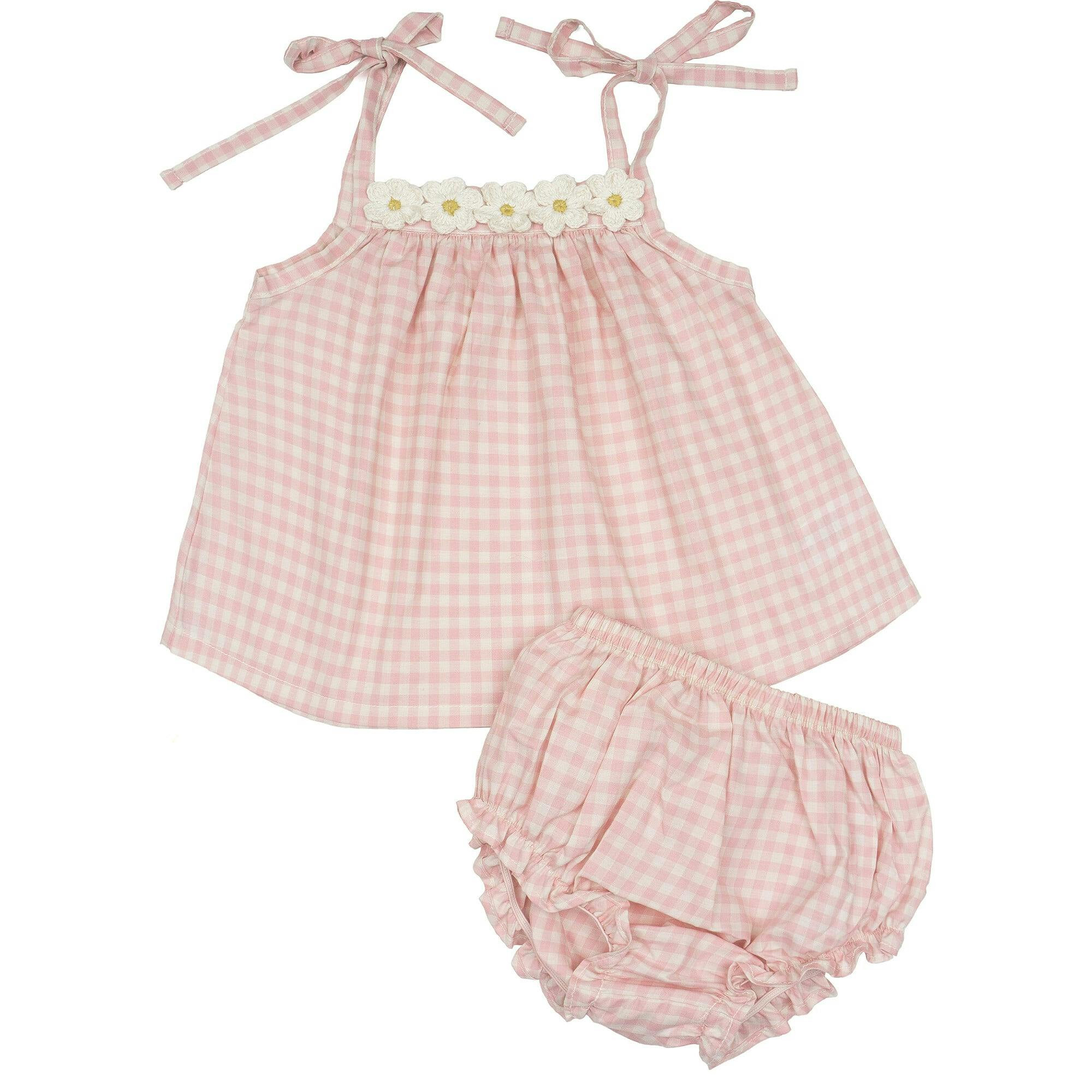 Crochet Daisy Set in Pink Gingham | Maisonette