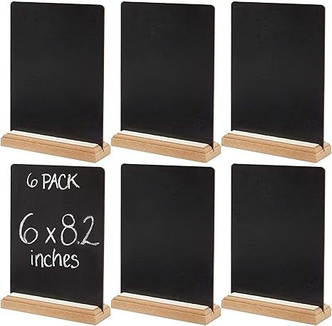 Juvale Mini Tabletop Chalkboard Signs with Wood Base (6 Pack), 6 x 8 Inches | Amazon (US)