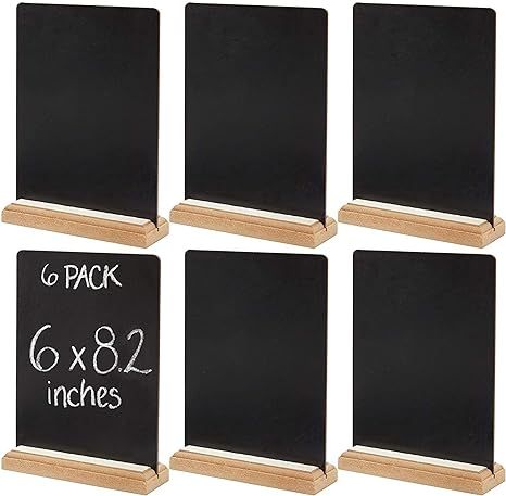 Juvale Mini Tabletop Chalkboard Signs with Wood Base (6 Pack), 6 x 8 Inches | Amazon (US)
