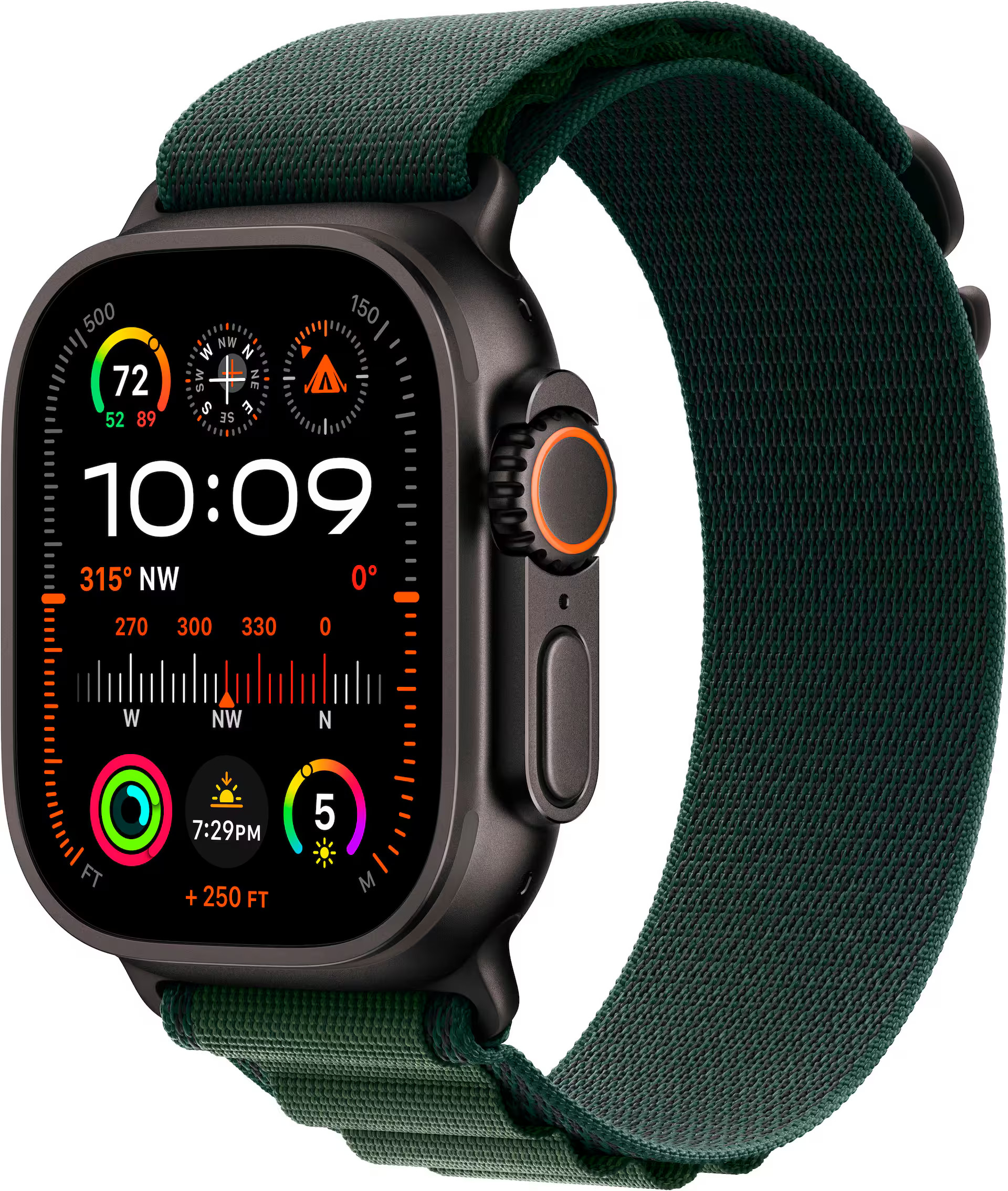 Apple Watch Ultra 2 (GPS+Cellular) 49mm Titanium Case with Dark Green Alpine Loop - Small - Black - (2024) | Best Buy U.S.