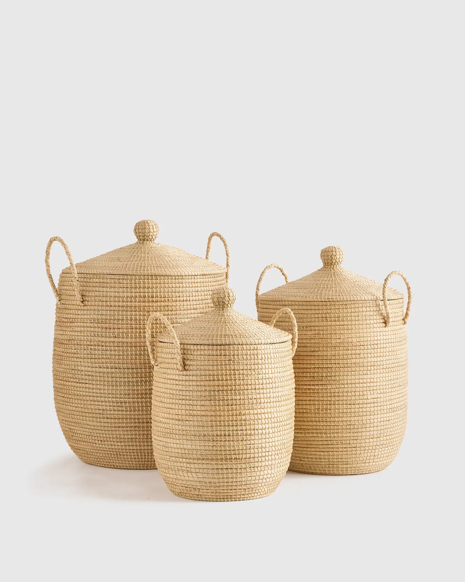 Handwoven Seagrass Lidded Storage Baskets (Set of 3) | Quince