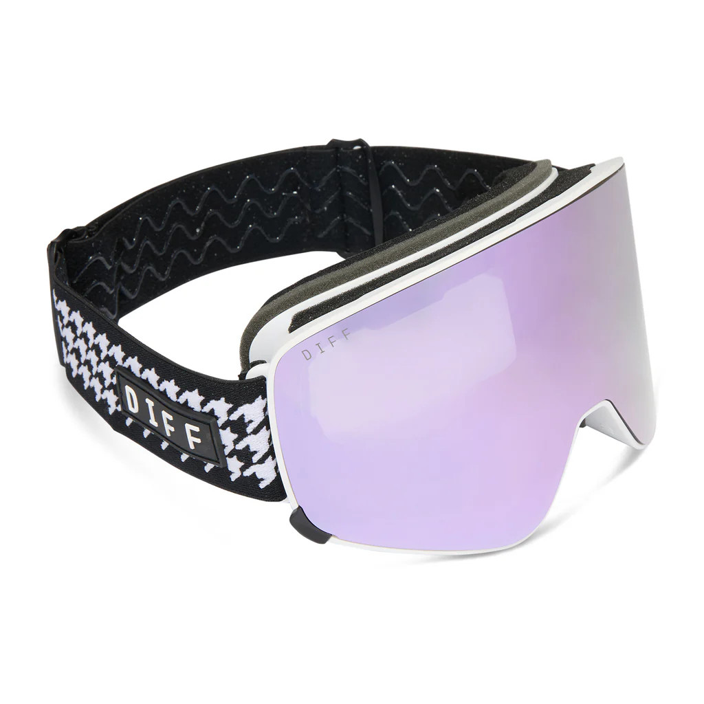 SNOW GOGGLES - FROST + HOUNDSTOOTH + LILAC MIRROR + POLARIZED GOGGLES & FREE AURORA PINK LENS | DIFF Eyewear