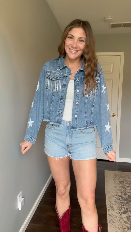Comment “jacket” to shop. If you have any upcoming concerts or maybe a trip to Nashville this denim jacket is for you!! 🌟🤠✨ It’s less than $40 & runs tts. 

#LTKfindsunder50 #LTKparties #LTKFestival