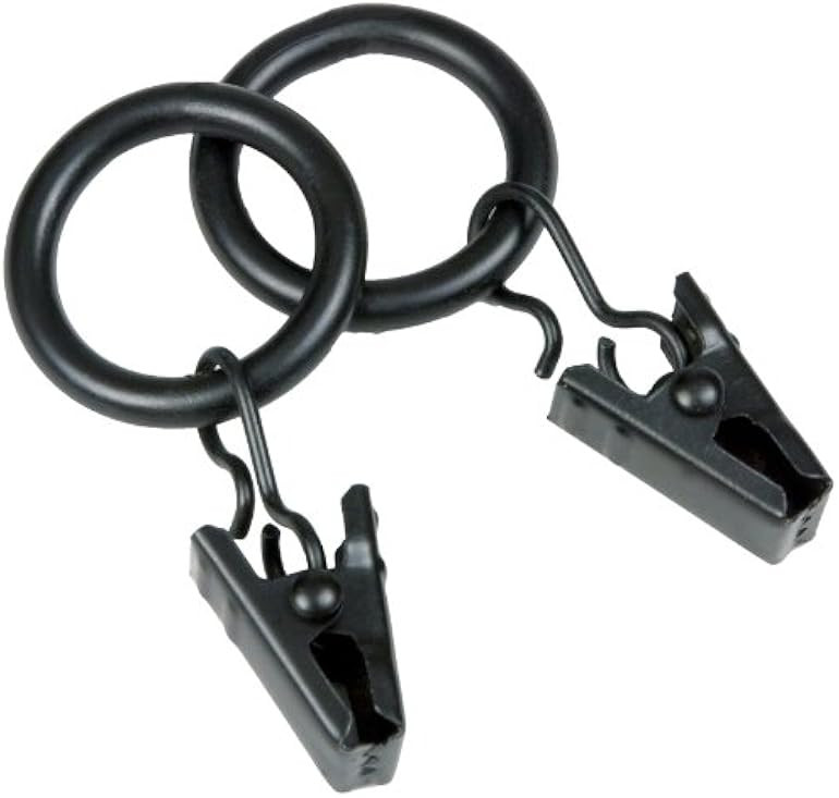 Kenney Petit Window Curtain Clip Rings, 14-Pack, Black | Amazon (US)