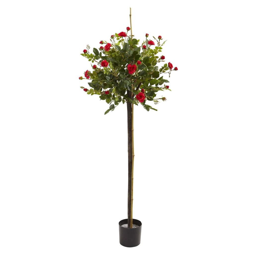 3' Rose Topiary Silk Tree | Nearly Natural
