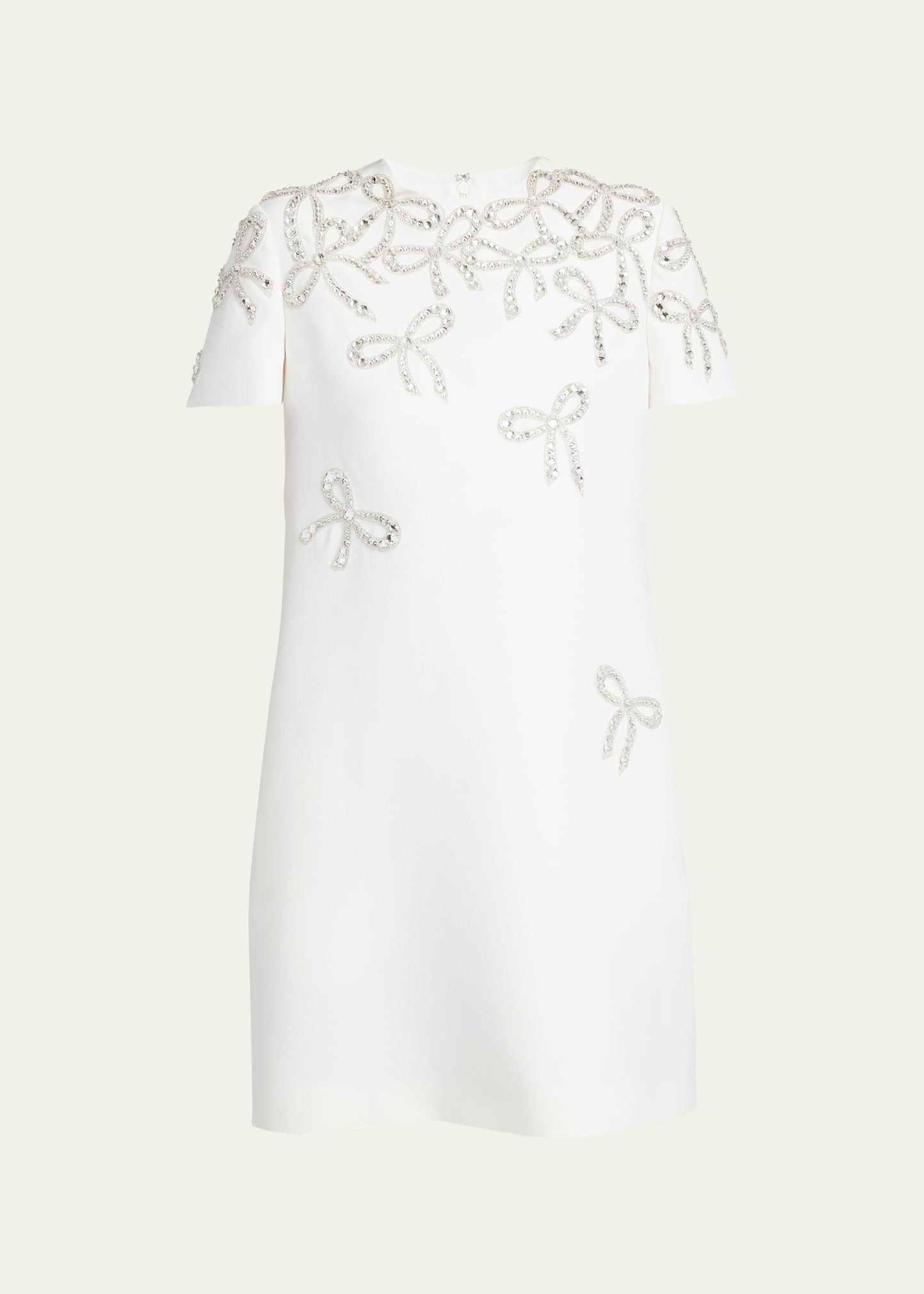 Valentino Garavani Embroidered Falling Bow Short-Sleeve Mini Dress | Bergdorf Goodman