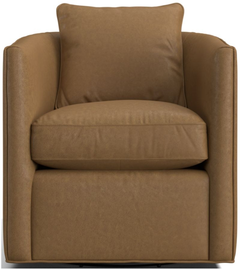 Drew Small Leather Swivel Accent Chair + Reviews | Crate & Barrel | Crate & Barrel
