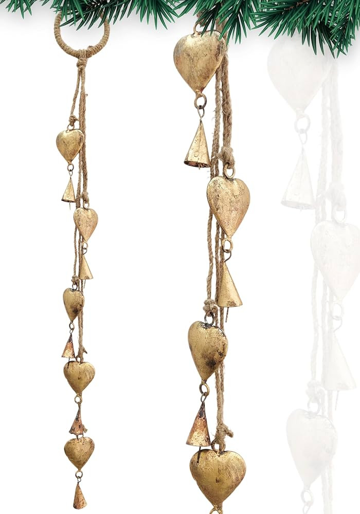 HIGHBIX Shabby Chic Hanging Bells Cluster – Rustic Handmade Metal Bell Décor for Wall, Door, G... | Amazon (US)