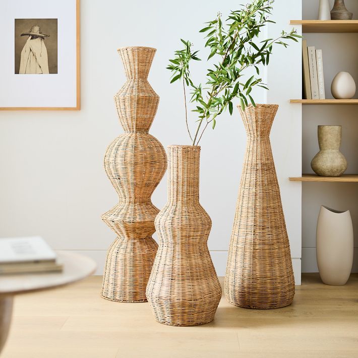 Woven Wicker Floor Vases | West Elm (US)
