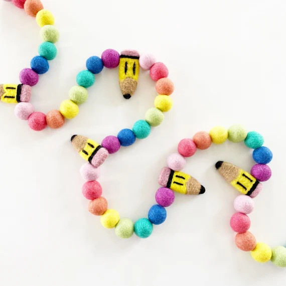 Back to School Felt Ball Garland  First Day of School Pom Pom - Etsy | Etsy (US)