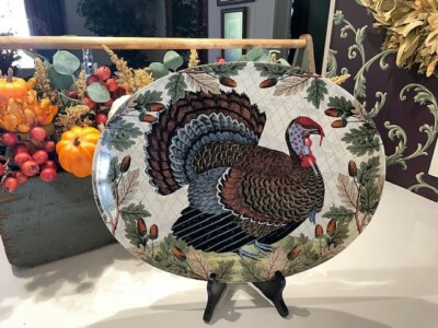 JOHN DERIAN CO LARGE TURKEY THANKSGIVING SERVING PLATTER PLATE 19" x 14 1/2" New | eBay US