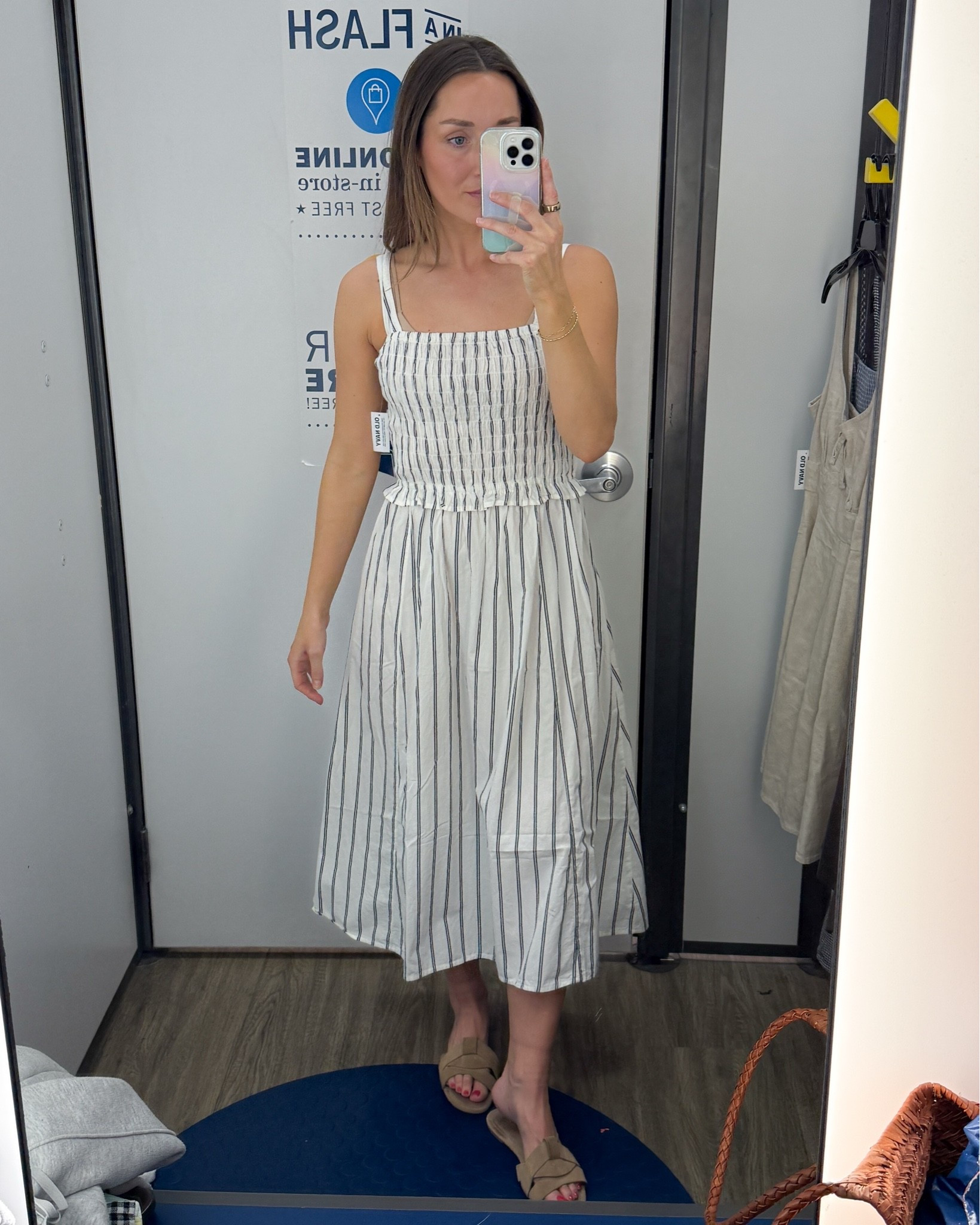 Another crazy deal from Old Navy today! This is on sale for $12. I am wearing a size XS. I wish this was lined, but it is not so I would snag it in a darker color if you are planning to buy. ￼