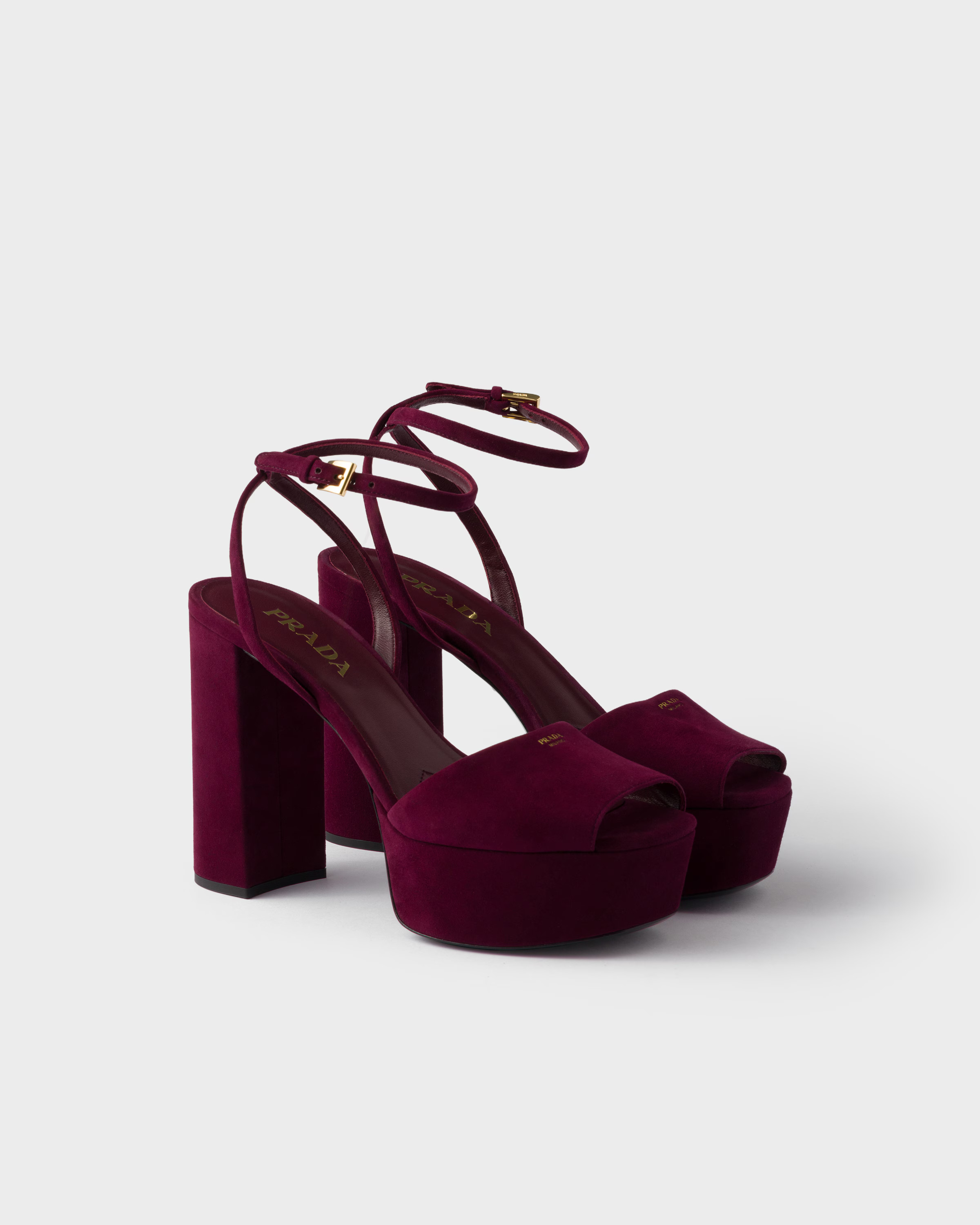 Burgundy Suede Platform Sandals | PRADA | Prada US