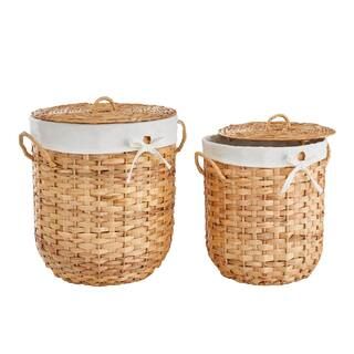 StyleWell Seagrass Lidded Tote Storage Baskets with Lining (Set of 2), nature | The Home Depot