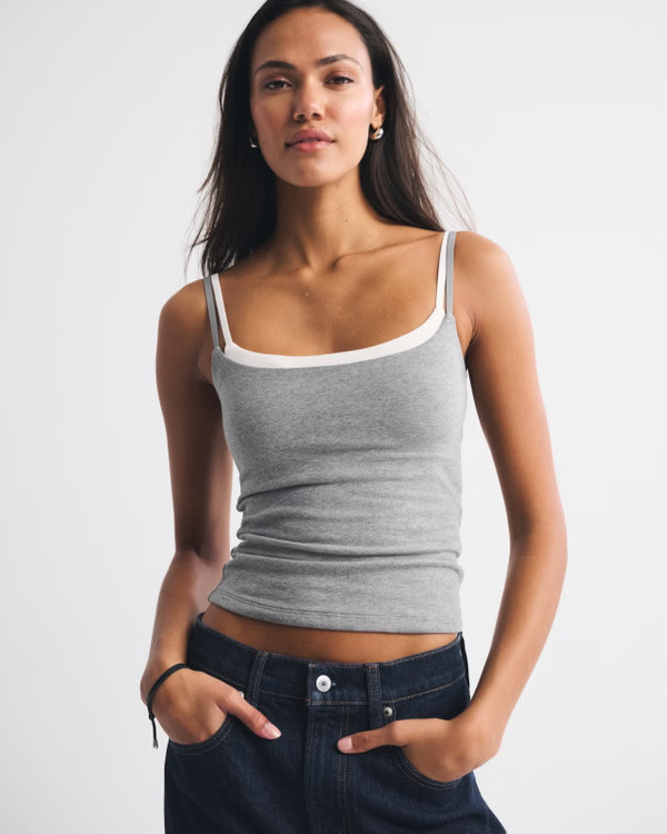 Bra-Free Double-Layered 90s Cami | Abercrombie & Fitch (US)