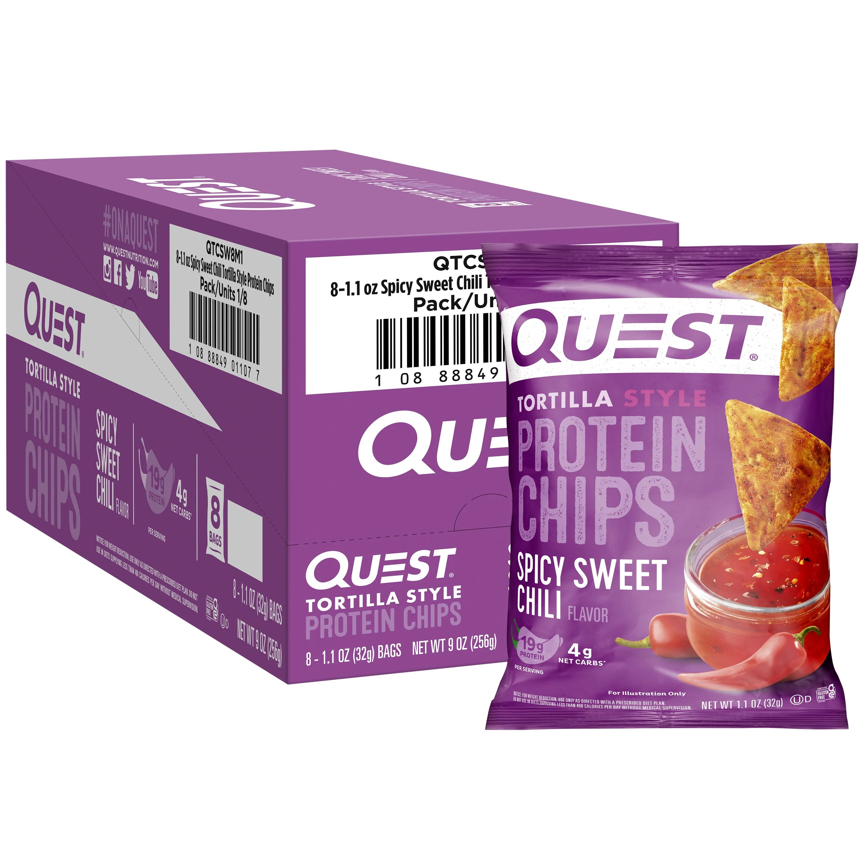 Quest Tortilla Style Protein Chips, Spicy Sweet Chili Flavor, 8PK | Walmart (US)