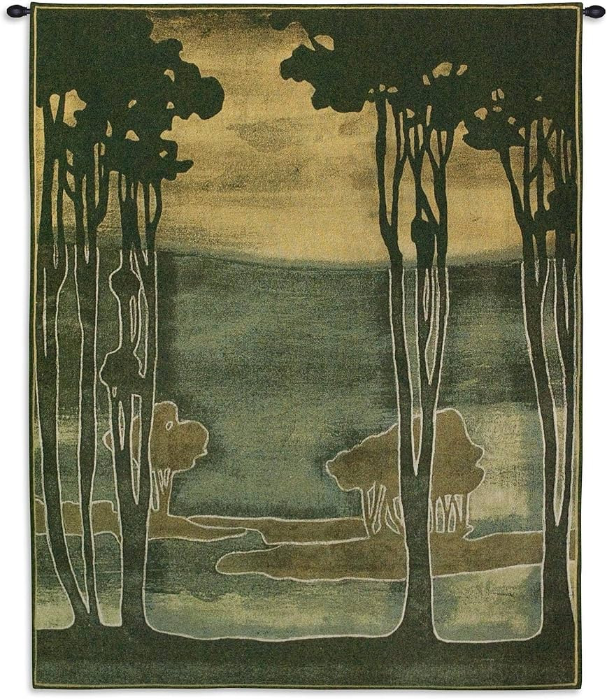 Nouveau Trees I by Jennifer Goldberger | Woven Tapestry Wall Art Hanging | Earthy Silhouetted Lan... | Amazon (US)