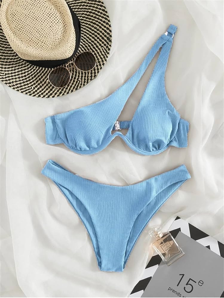 LSCZSLYH Sexy Bikinis Swimsuits Cut Out Women Swimwear Biquini High Cut Bathing Suits Push Up Bea... | Amazon (US)