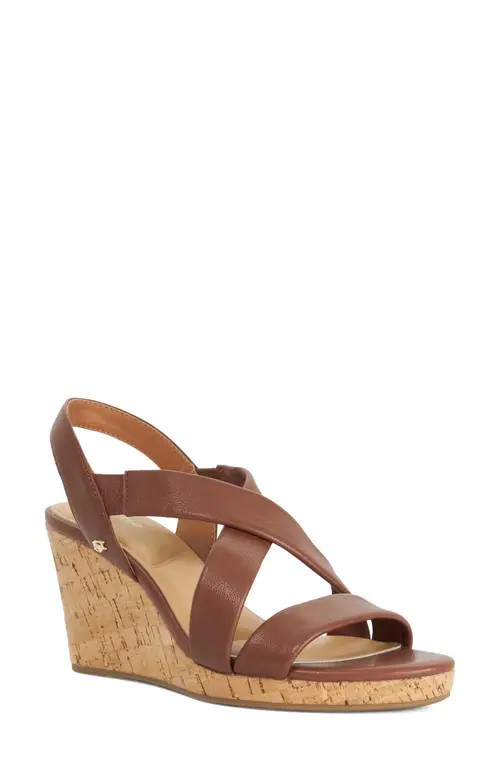 Dune London Kamies Slingback Platform Wedge Sandal in Brown at Nordstrom, Size 41 | Nordstrom