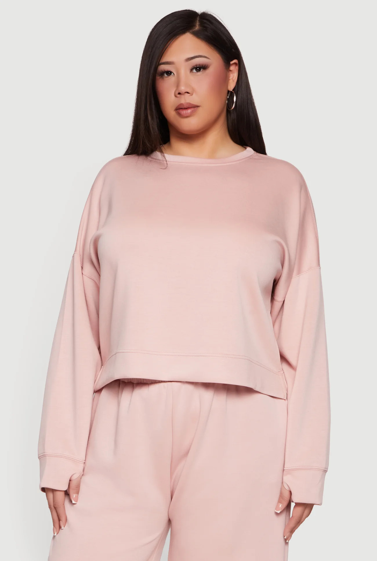 Plus Size Long Sleeve Drop Shoulder Sweatshirt | Rainbow Shops