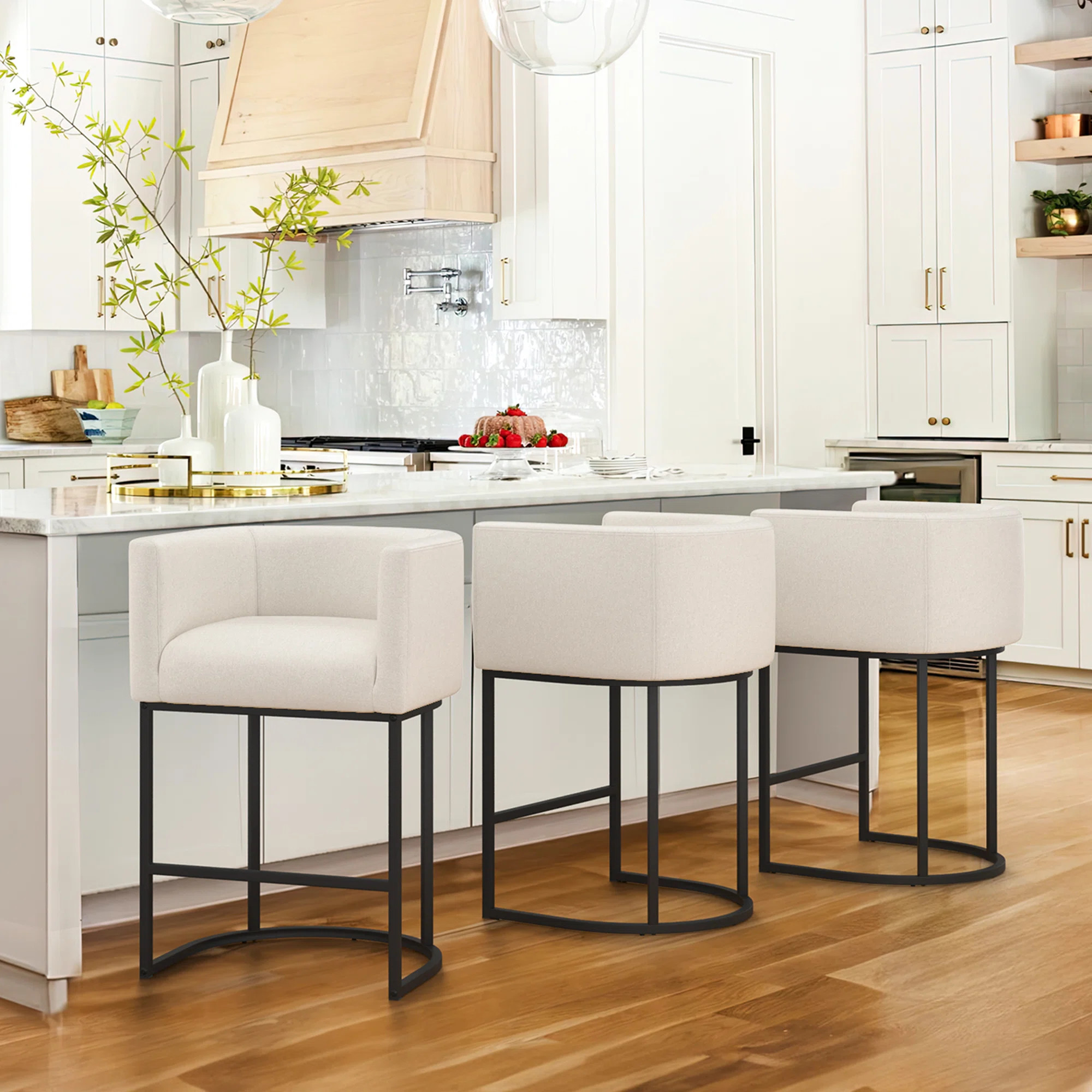 Charney Upholstered Counter Stool (Set of 3) | Wayfair North America