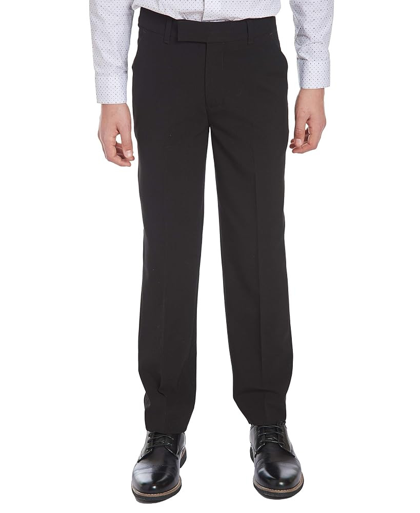 Calvin Klein Boys Flat-Front Bi-Stretch Dress Pant, Straight Leg Fit, Belt Loops & Front Pockets | Amazon (US)