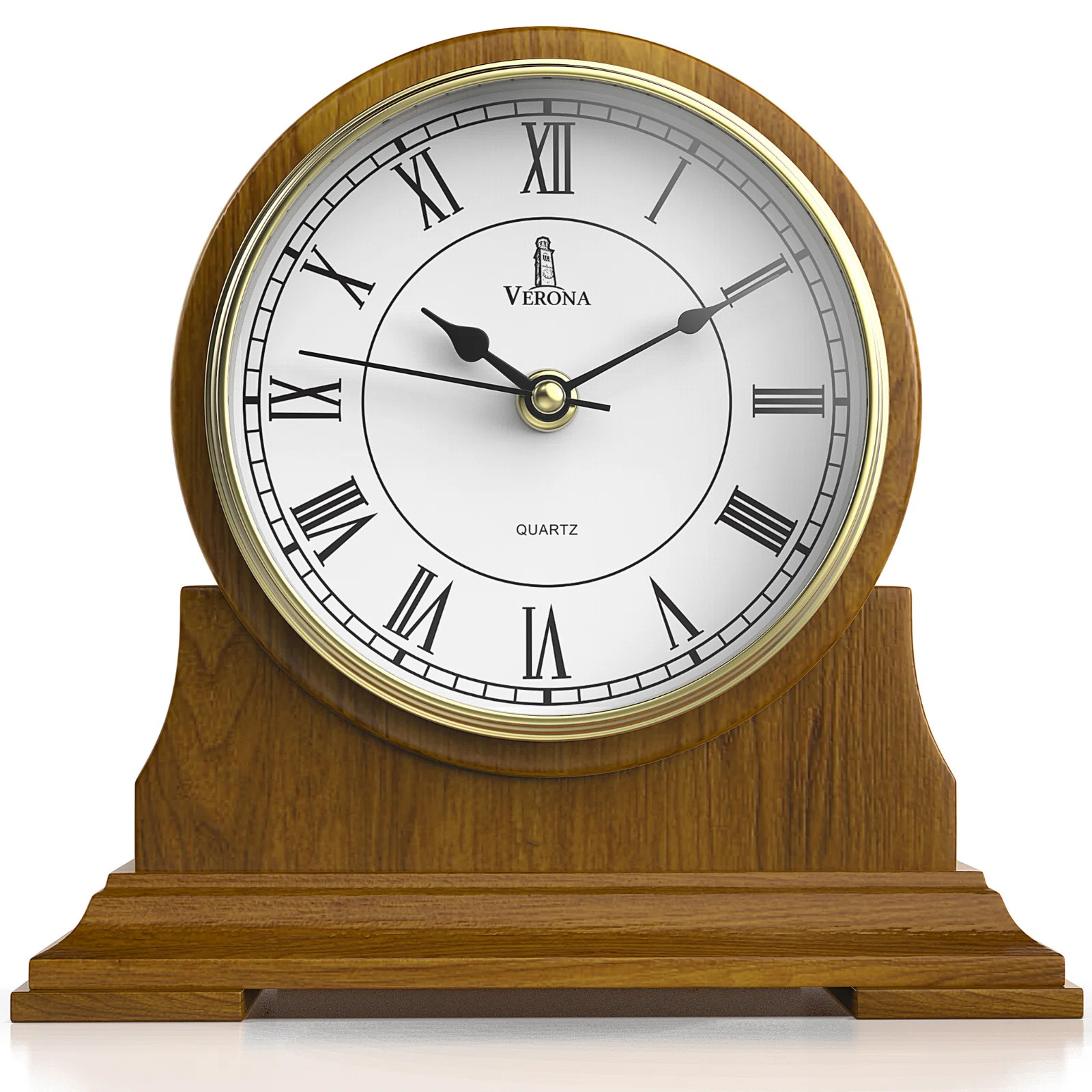 Roman Numeral Solid Wood Quartz Movement / Crystal Tabletop Clock | Wayfair North America