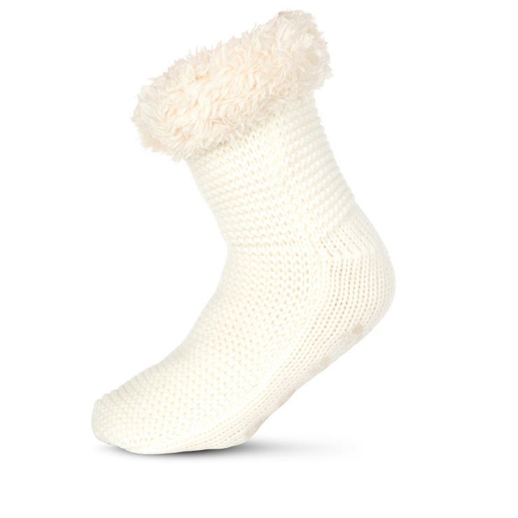 Women's Faux Fur and Feather Cuff Midi Lounge Socks, Fuzzy, Cozy, and Warm Socks | Target