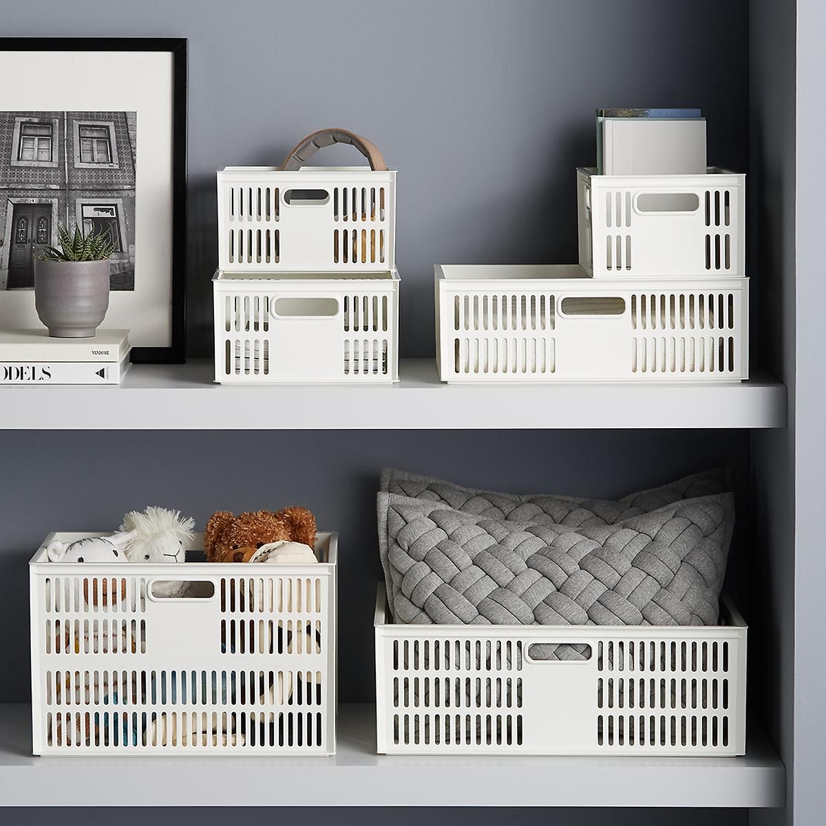 Medium Chancellor Basket Grey | The Container Store