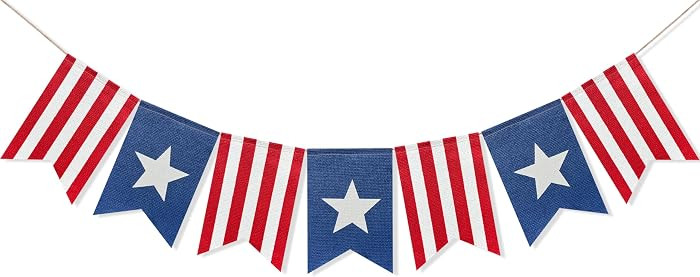 Uniwish American Flag Bunting Banner 4th of July Decorations, Patriotic Stars and Stripes America... | Amazon (US)