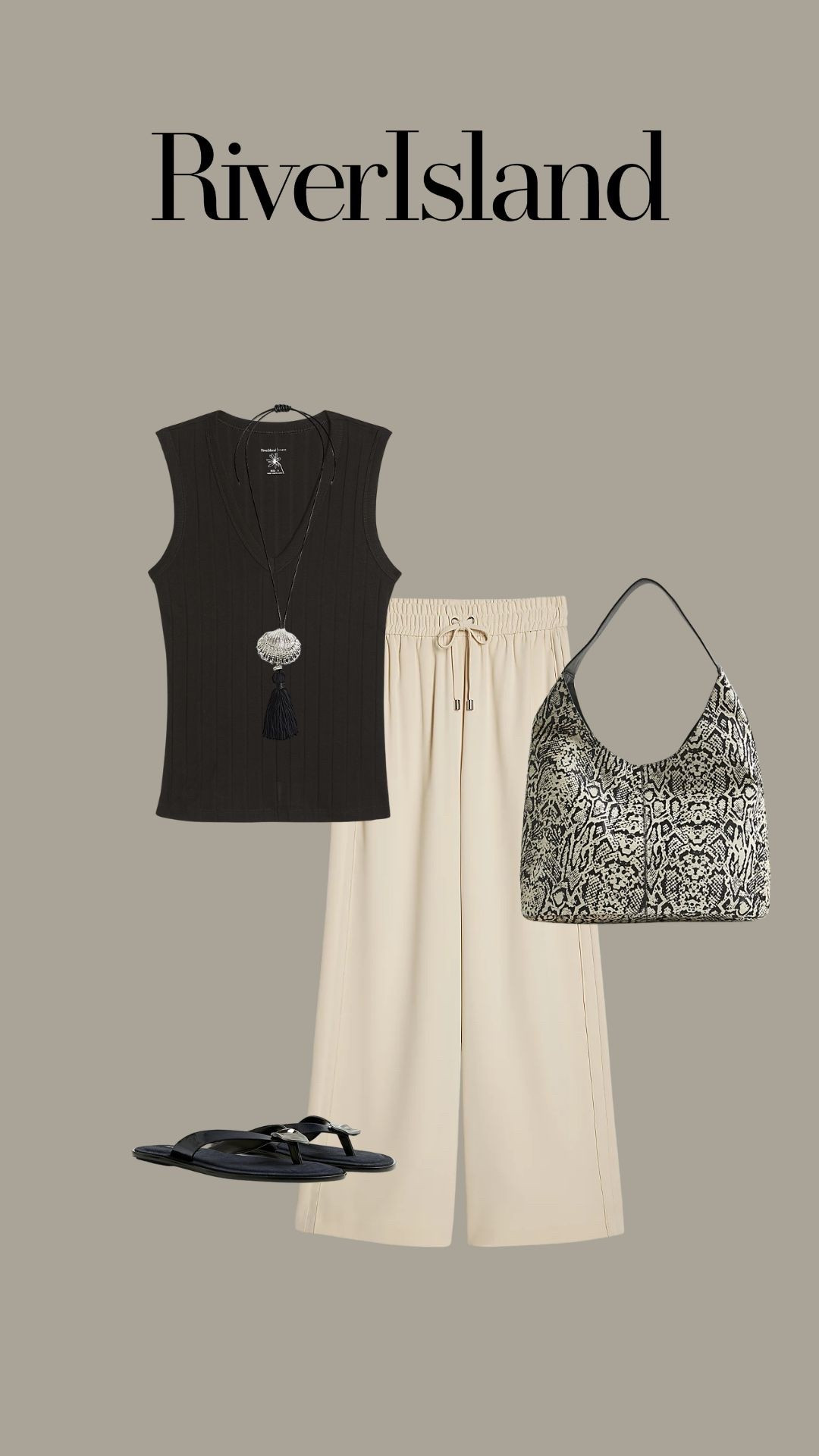 River island new in 
Outfit inspiration styling cream trousers
