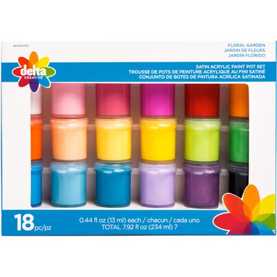 18ct Satin Acrylic Paint Pot Set Floral Garden - Delta | Target