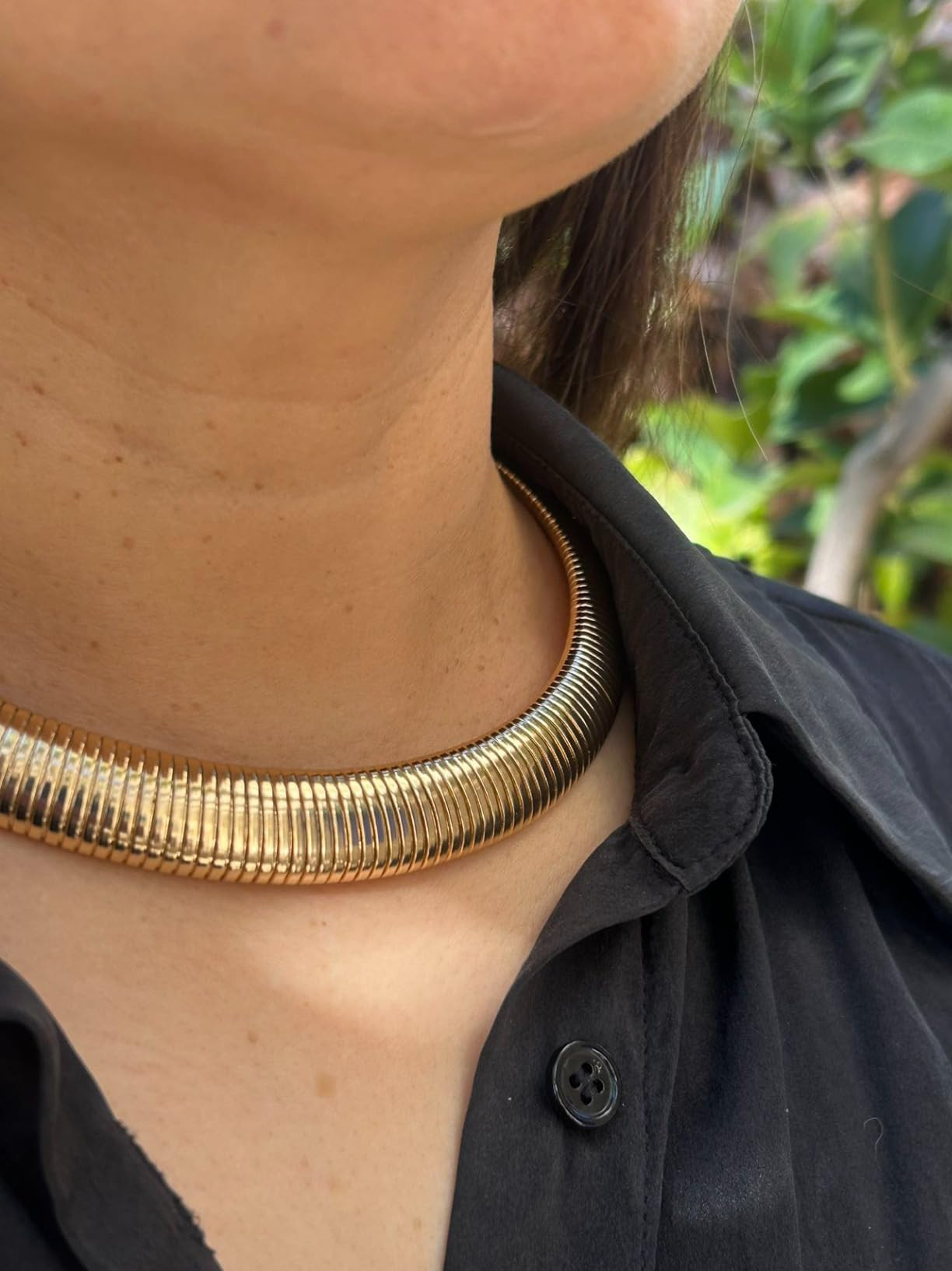MISS RIGHT Chunky Gold Chain Statement Choker Necklace for Women Trendy, 14K Gold Plated Thick Sn... | Amazon (US)