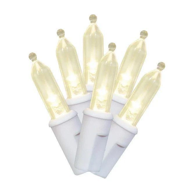 300-Count Warm White LED Mini Christmas Lights with White Wire, 61.3', Holiday Time | Walmart (US)