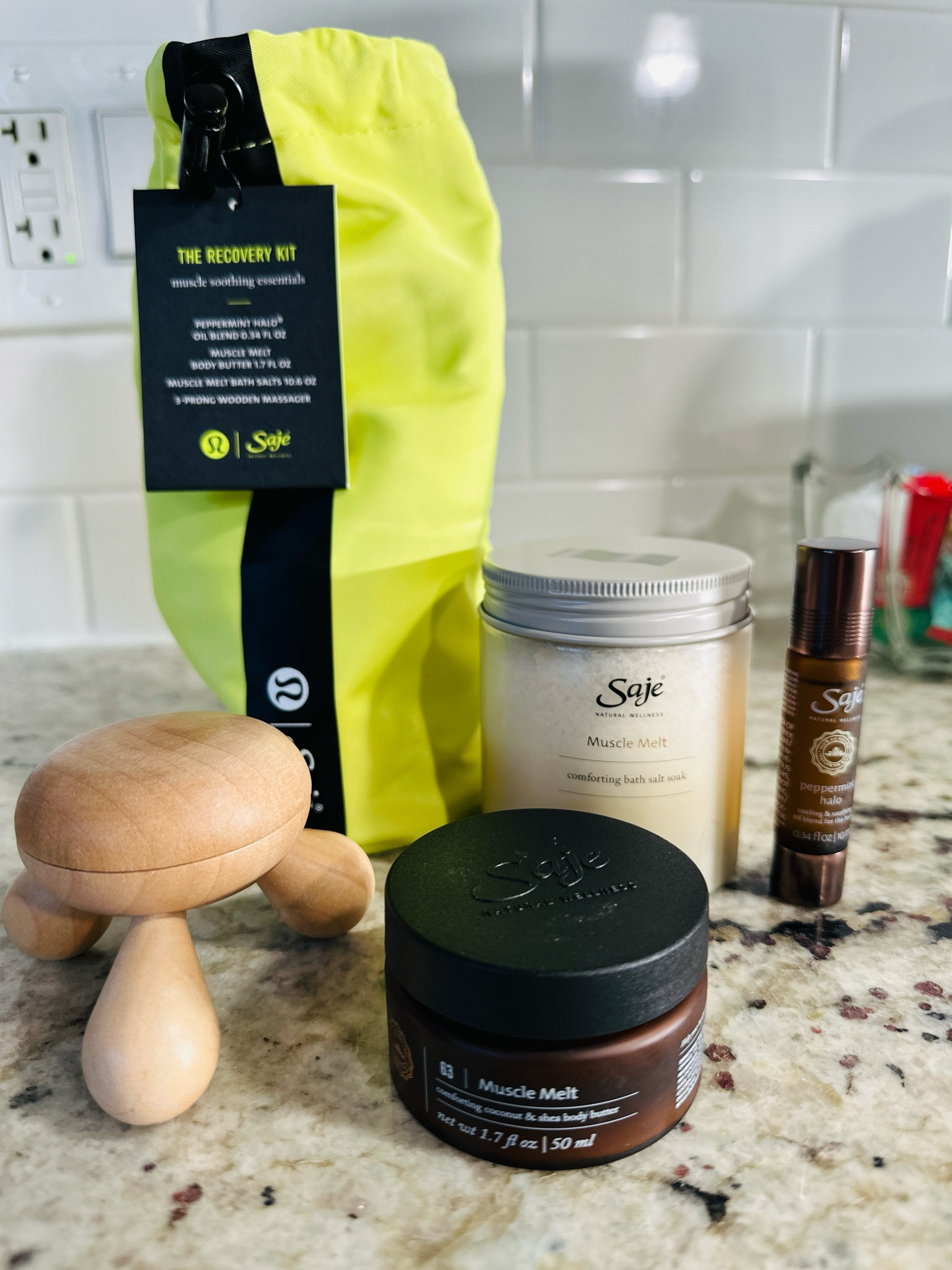 Lululemon x sake recovery kit on sale, muscle melt bath salt soak, muscle melt body butter, peppermint halo roller, massager, sale alert, wellness, Jaclin Natale 

#LTKfamily #LTKtravel #LTKfindsunder50