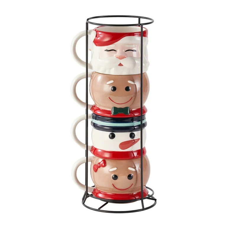 Holiday Time Ceramics Holiday Icons 13 Oz 4 Piece Mug Set | Walmart (US)