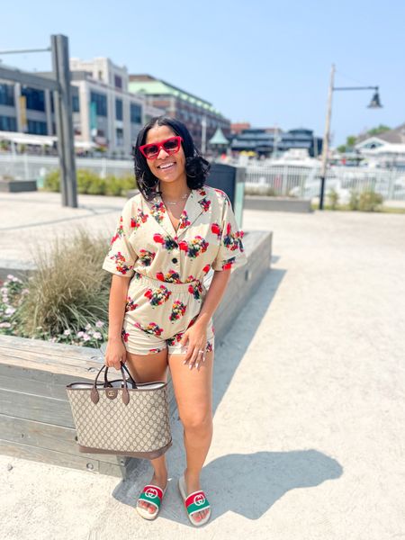 Rompers are included in short set season, especially when they are as cute as this one. It’s the perfect mix of casual and cute, and pairs perfectly with these Gucci slides and bag. 

#LTKSeasonal #LTKstyletip #LTKFind
