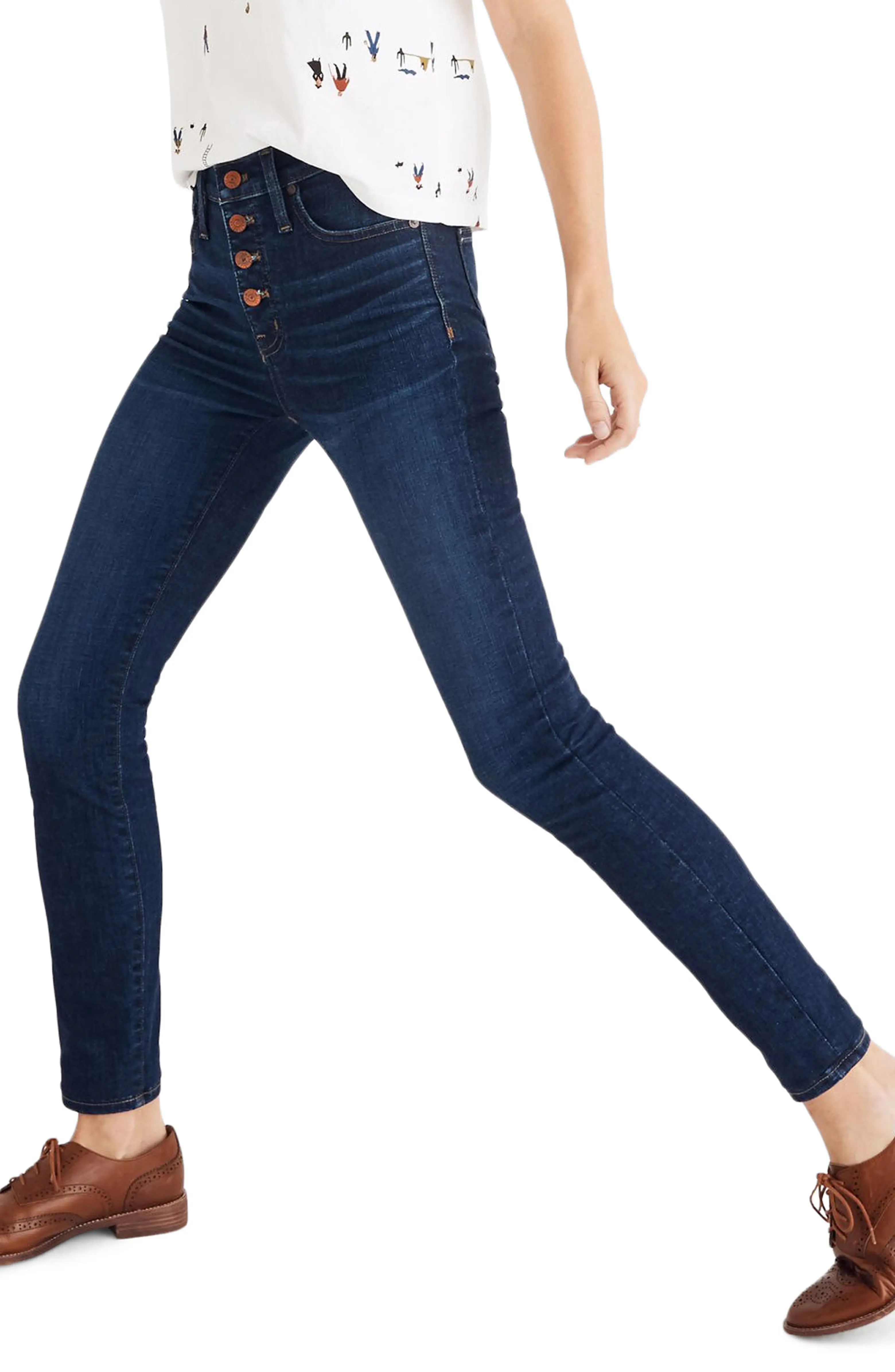 Button Front Mid Rise Skinny Jeans | Nordstrom