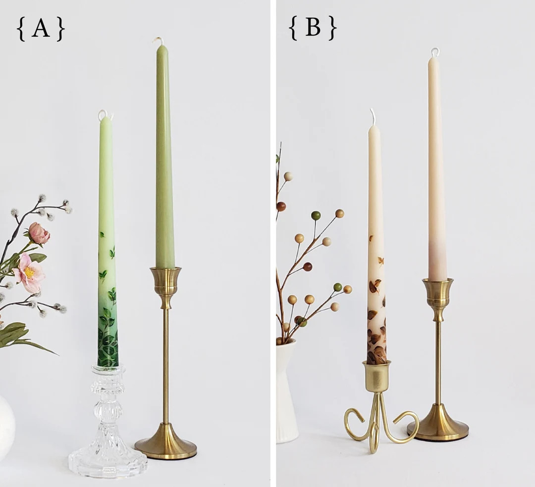 Hand Painted Dripless Taper Candles, Soy & Beeswax, Dining Table Décor, Wedding Candles, Home d... | Etsy (US)
