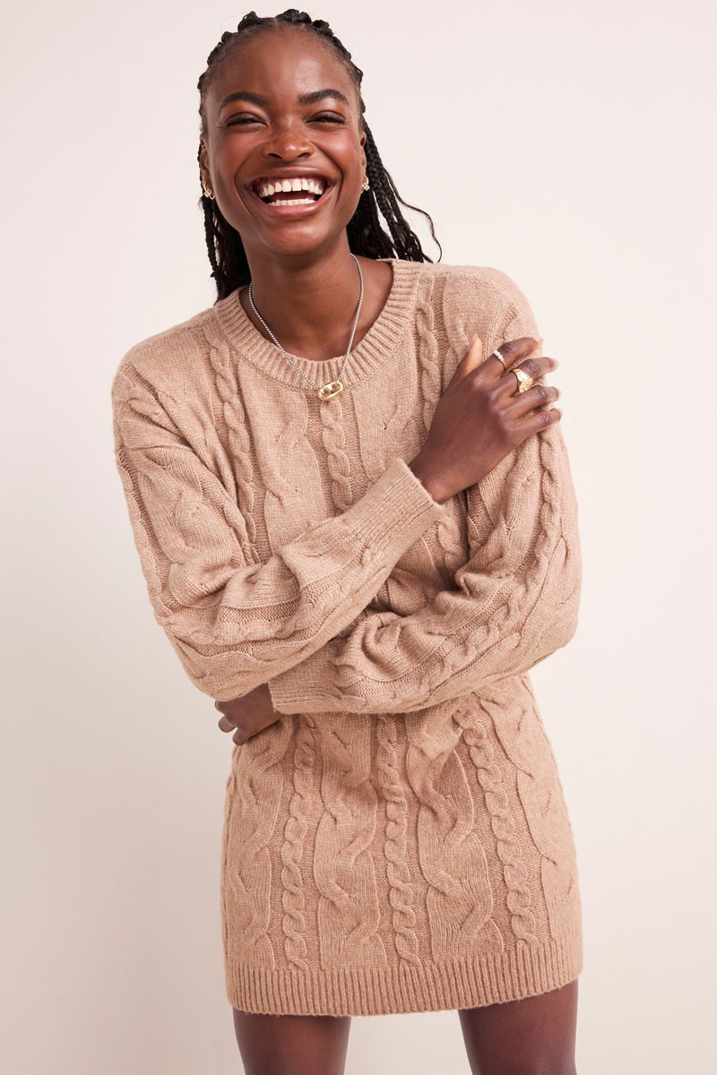Lora Cable Knit Sweater Dress | Francesca's