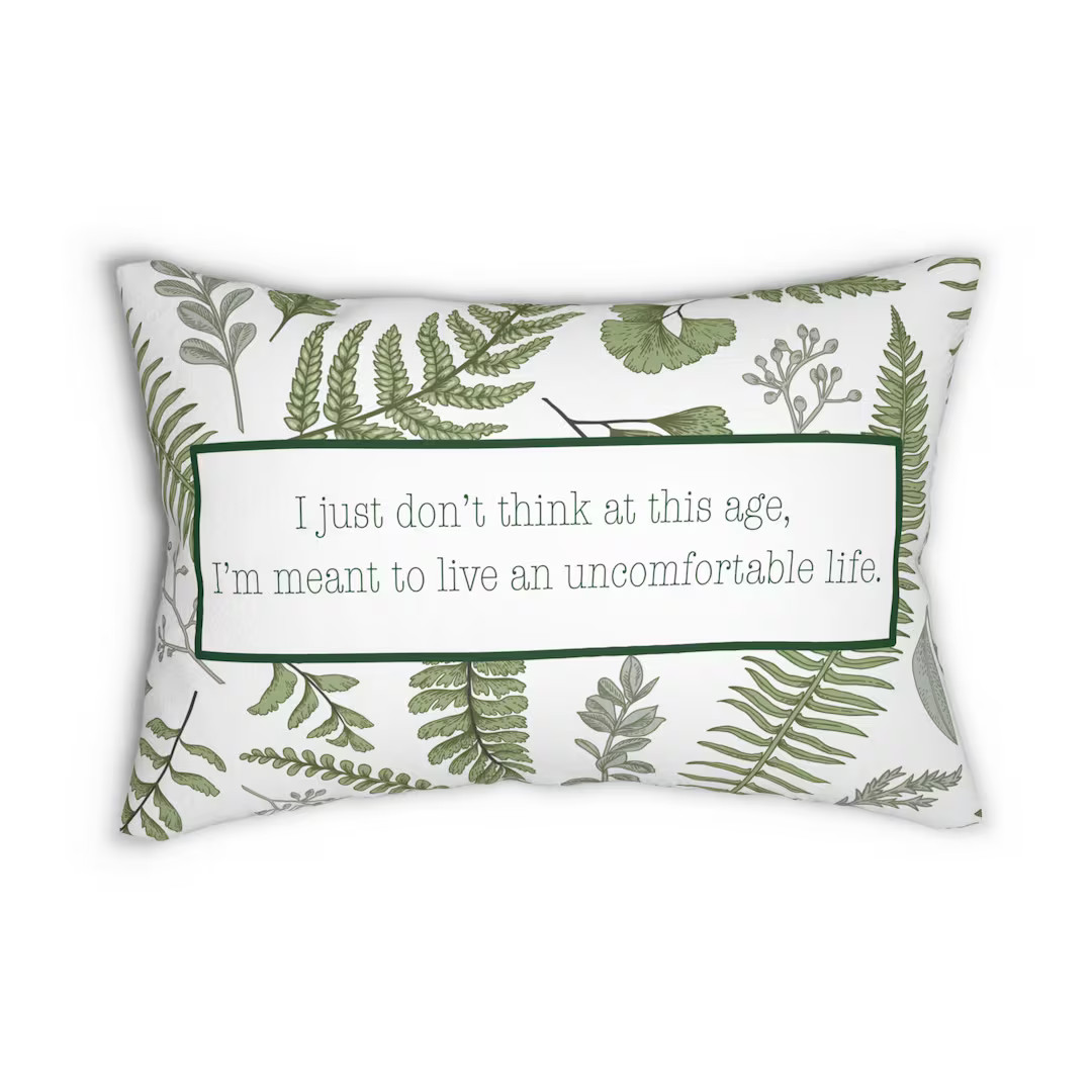 Quote Pillow Uncomfortable Life Quote White Lotus Green Decorative Pillow 20 X 14 - Etsy | Etsy (US)