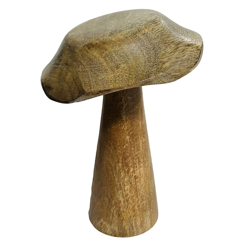 8IN BROWN WOOD MUSHROOM | At Home