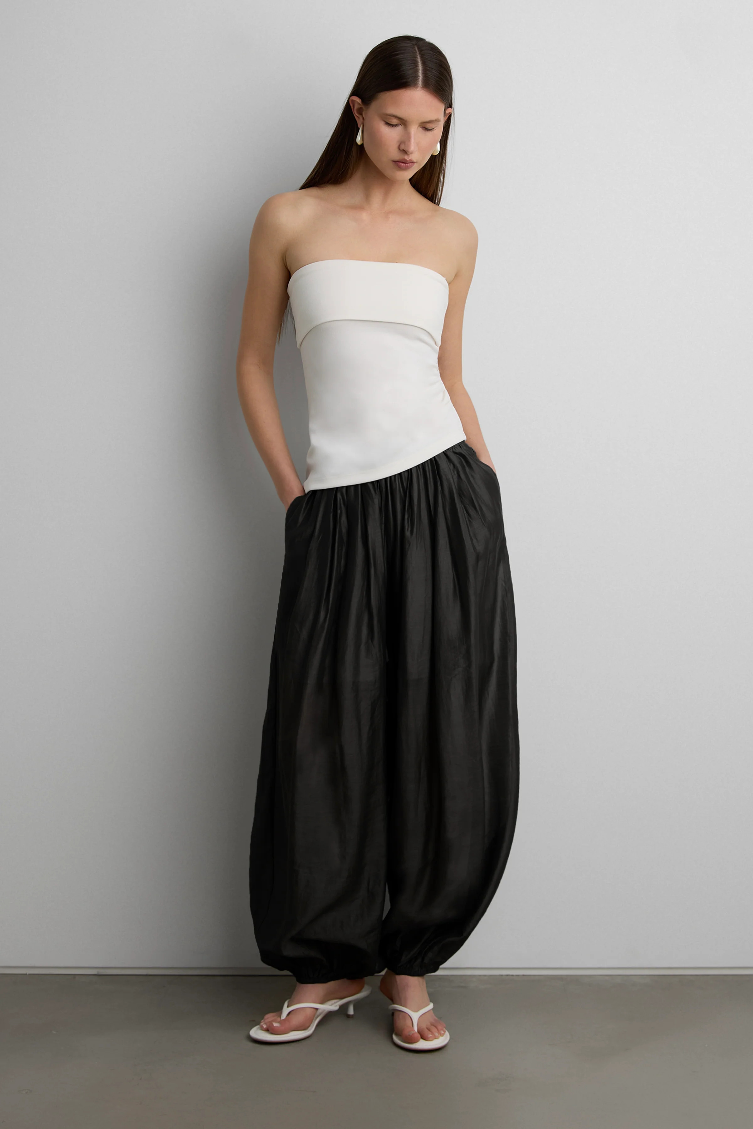 ASYMMETRICAL SATIN LACE TRIM TANK TOP | OAK + FORT