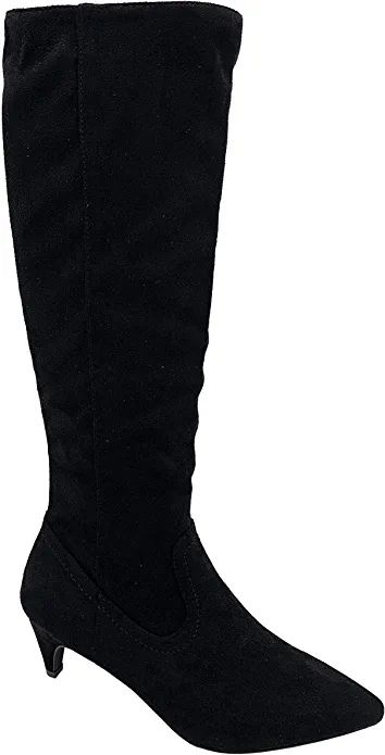 Wild Diva Women's Fashion Kitten Heel Pointed Toe Knee High Boots | Amazon (US)